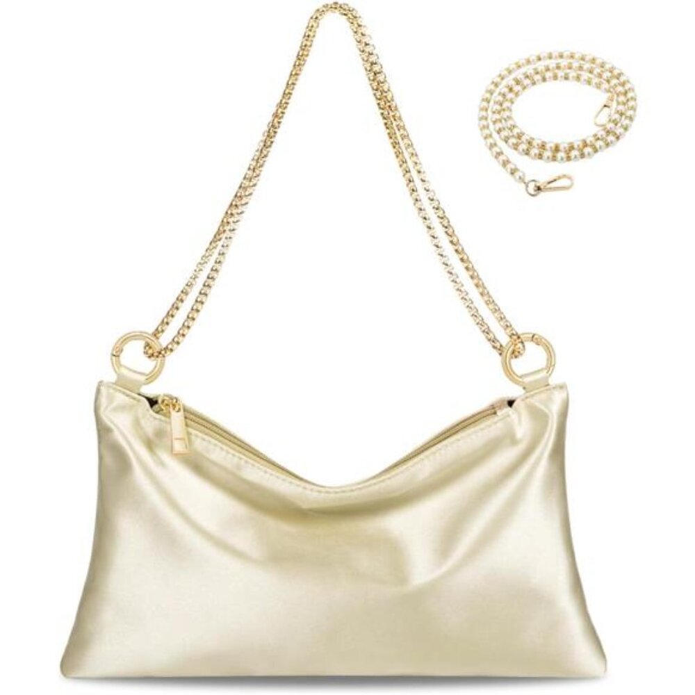 Satin Evening Clutch Purse Wedding Prom Cocktail Party Shoulder Bag for Women